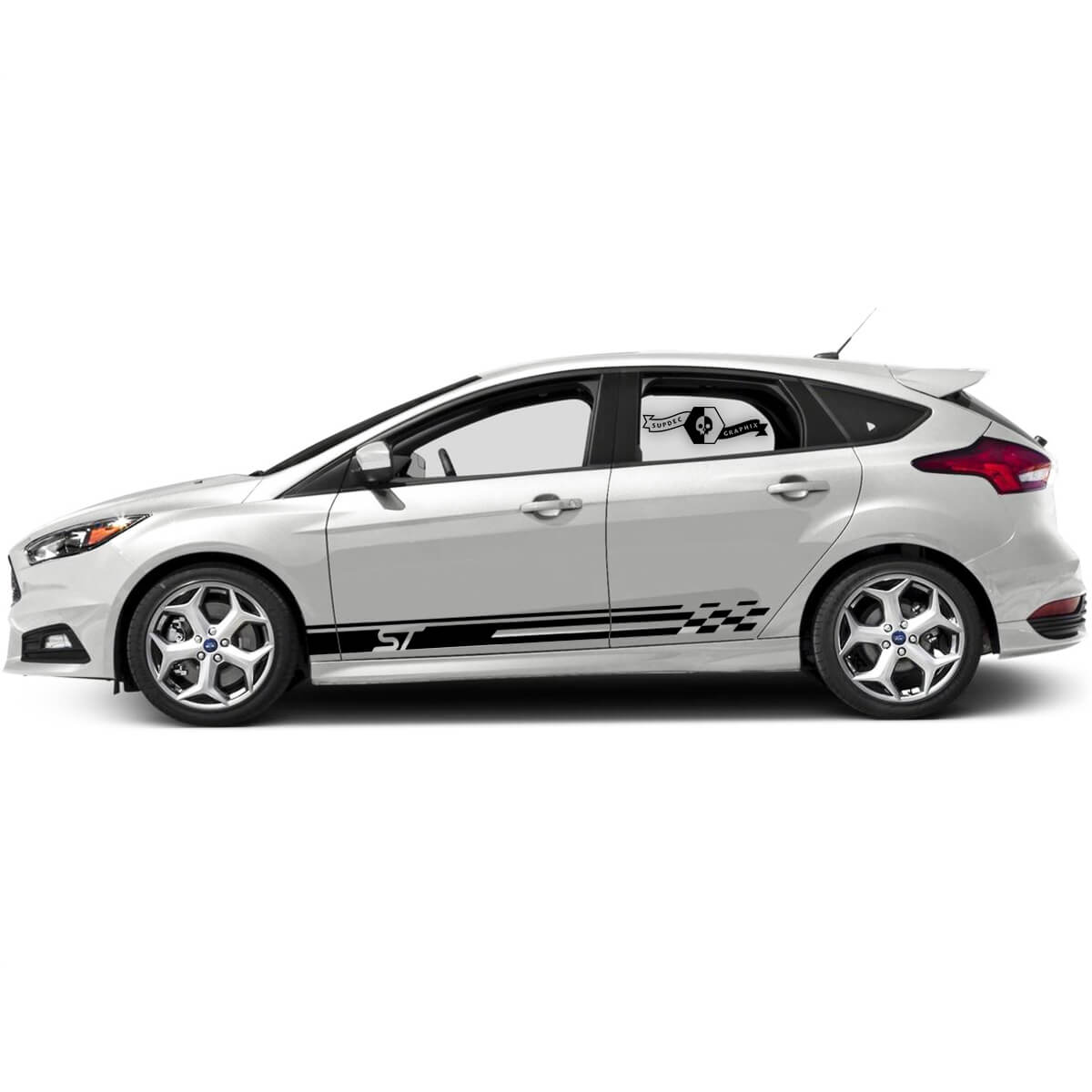 Pair Ford Focus St. Flag Drapered Door Rocker Panneer Stripes Side Stripes décalantes Kit graphique