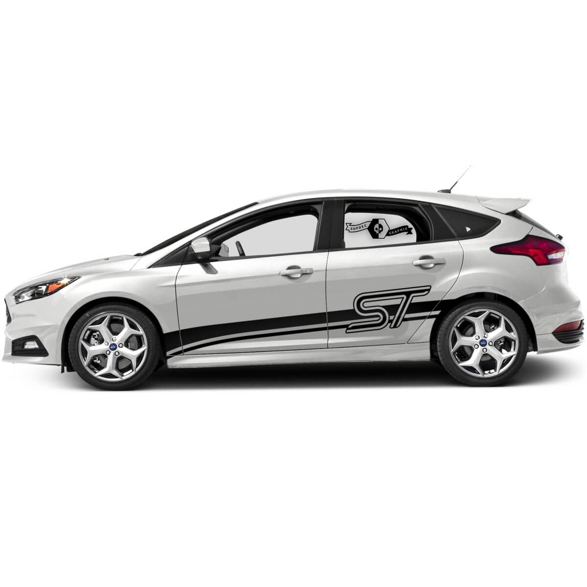 Pair Ford Focus St Logo Porte de porte Side Rocker Panneau Stripes Side Sécrat Graphique Kit graphique