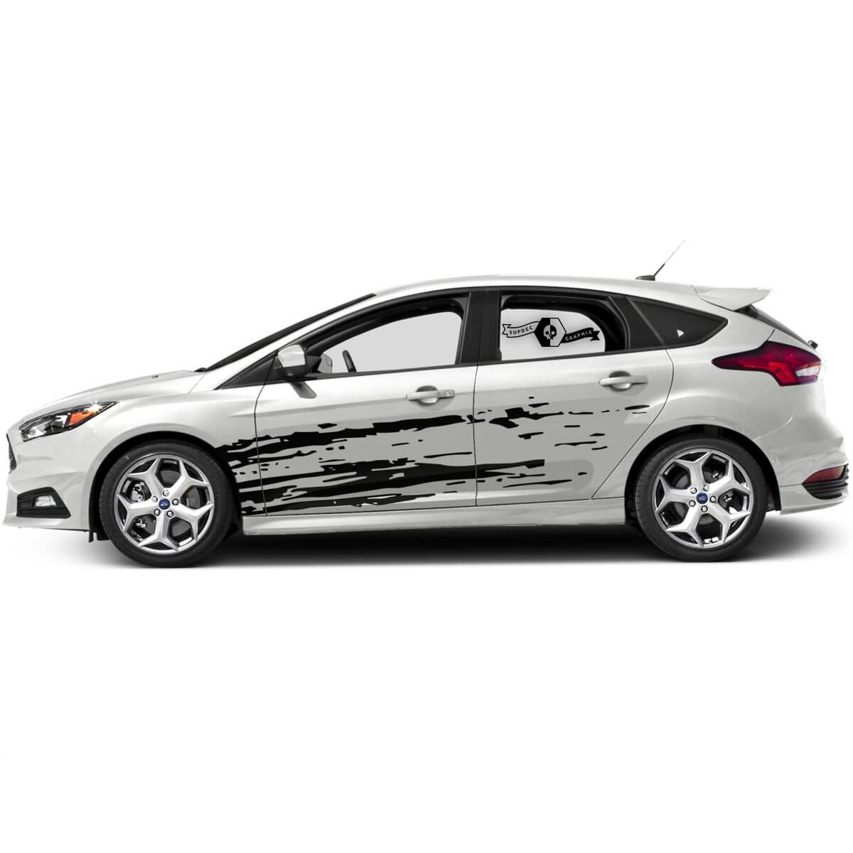 Pair Ford Focus St Splash Splash Detracted Door Rocker Panneer Stripes Side Stripes décalantes Kit graphique