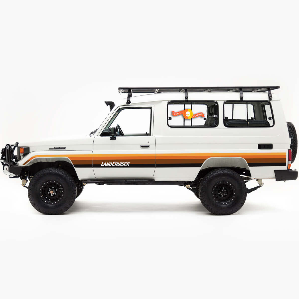 Autocollant en vinyle à bandes latérales style vintage pour Toyota Land Cruiser Troopy 75