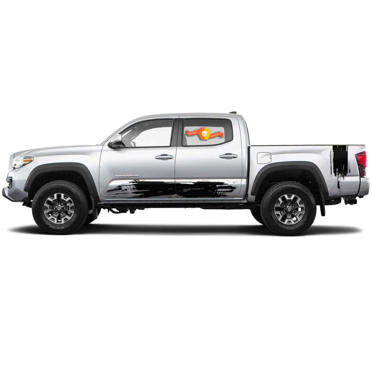 Kit d'autocollants vinyles bande style éclaboussures de boue pour panneau latéral arrière Toyota Tacoma
