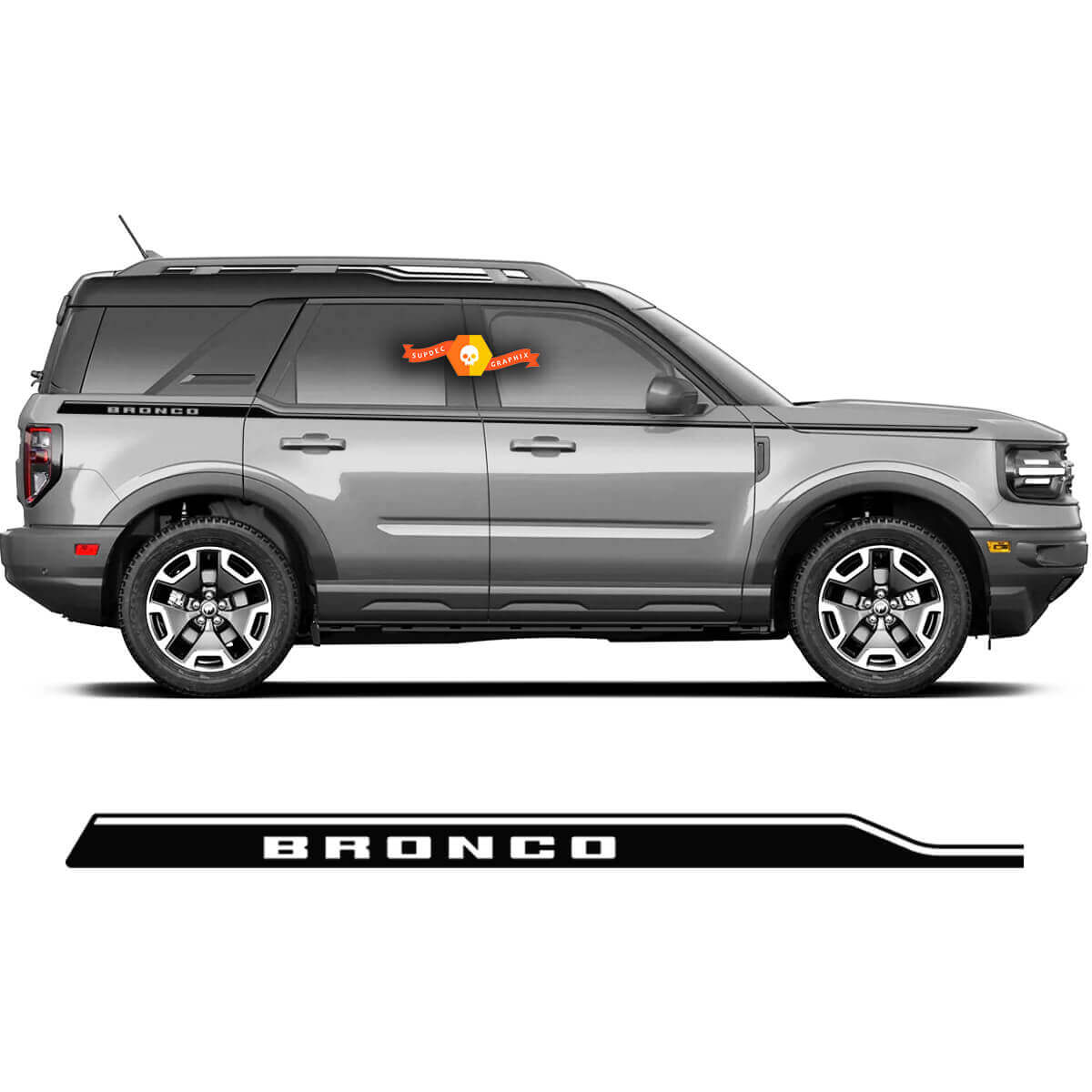 Kit d'autocollants en vinyle avec lettrage pour bandes latérales Musclecar Bronco 2021-2022