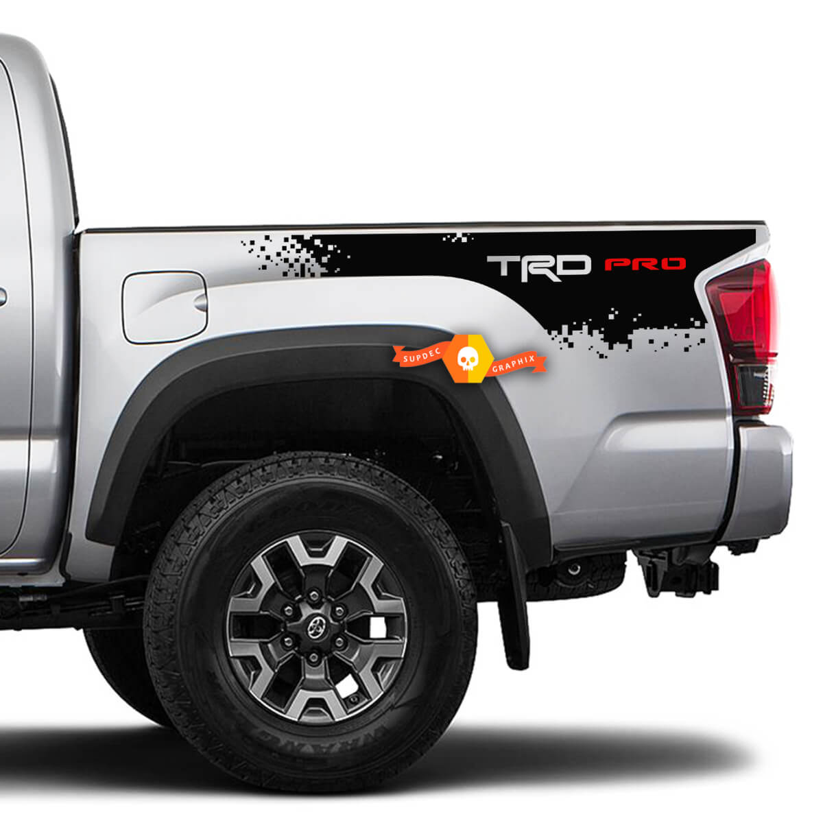 Autocollant en vinyle de style Pixel TRD pour bord de caisse Toyota Tacoma 2016-2021