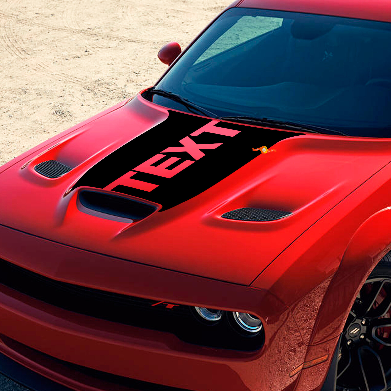Autocollant en vinyle lettrage personnalisé pour capot Dodge Challenger 2015-2021