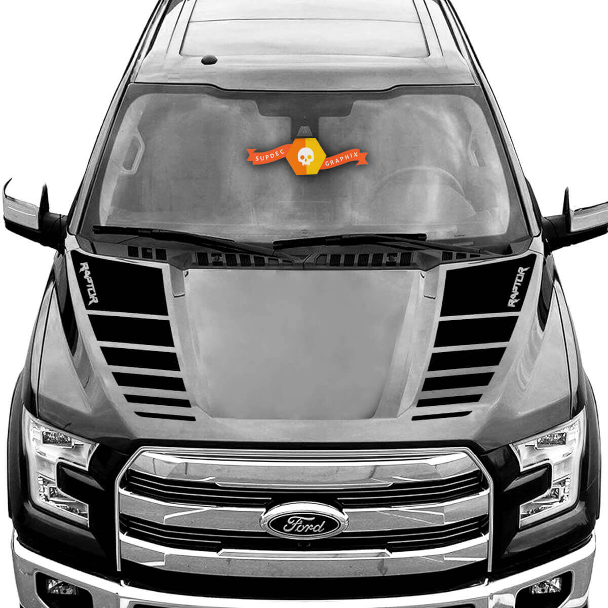 Kit d'autocollants vinyle à doubles bandes damier pour capot pour musclecar camion 2016-2021