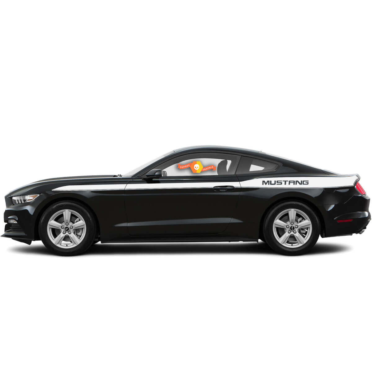 Kit graphique autocollant vinyle à bandes latérales avec logo Mustang pour Ford Mustang 2015-2017
