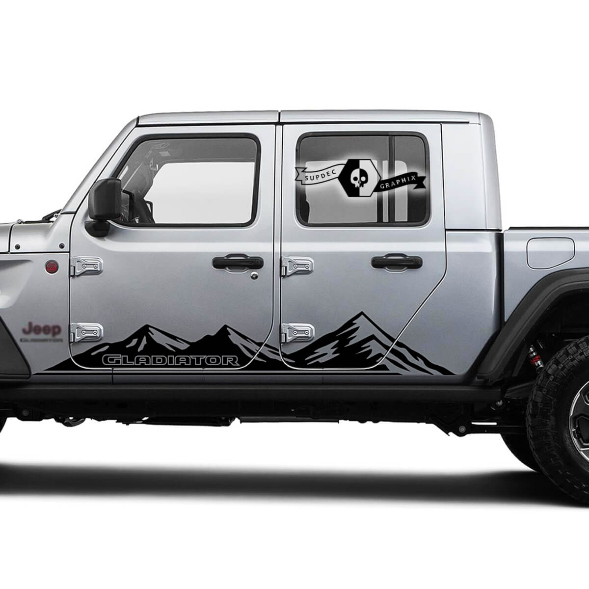 Pair Jeep Gladiator Side Rocker Panel Racing Mountains Portes en vinyle Stripes graphiques en vinyle