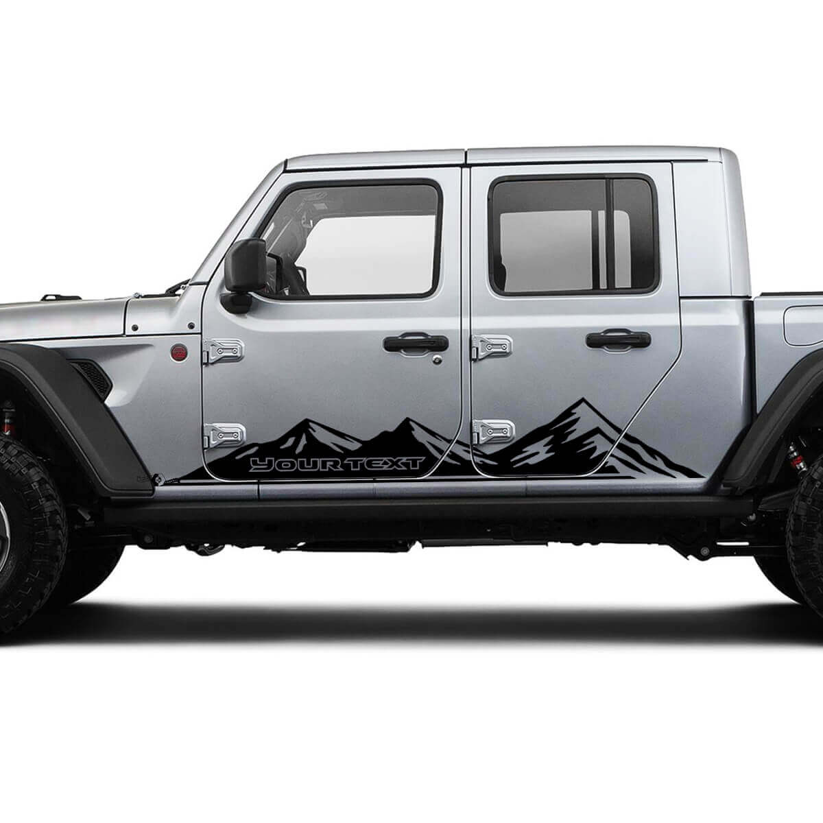 Paire de bandes graphiques vinyle pour panneaux latéraux de Jeep Gladiator avec motif de montagnes de course
