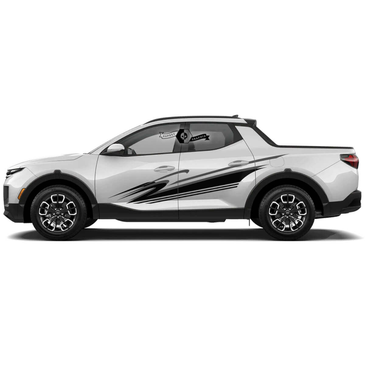 Kit d'autocollants en vinyle à bandes latérales vague moderne pour Hyundai Santa Cruz