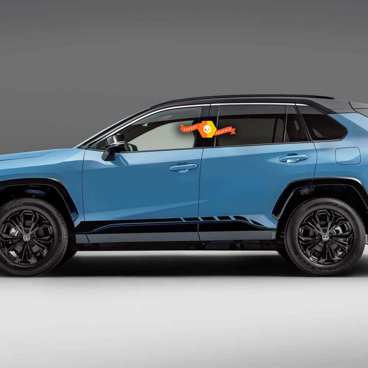 Paire de bandes latérales de bas de caisse autocollantes pour Toyota Rav4 2019 - 2022
