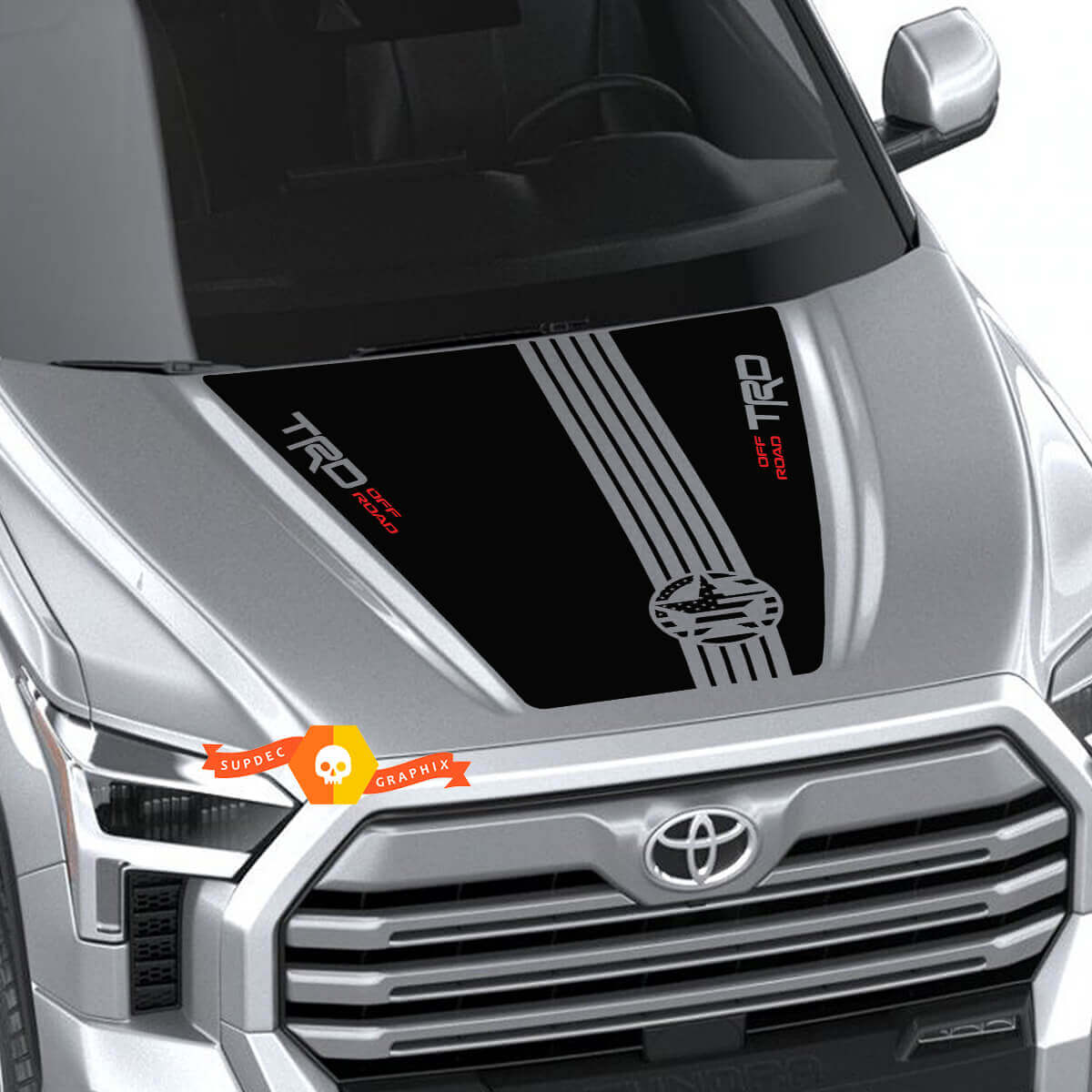 Autocollant en vinyle drapeau militaire étoile TRD USA pour capot Toyota Tundra 2022