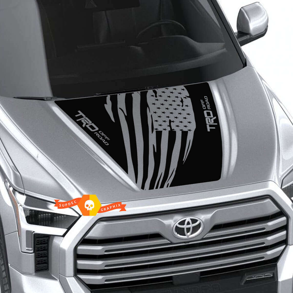 Autocollant vinyle de capot drapeau USA usé pour Toyota Tundra 2022
