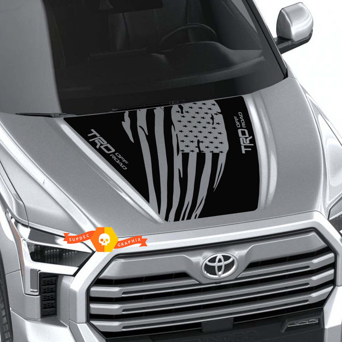 Nouveau capot Toyota Tundra 2022 TRD SR5 Wrap Drapeau USA Autocollant Sticker Graphics SupDec Design
