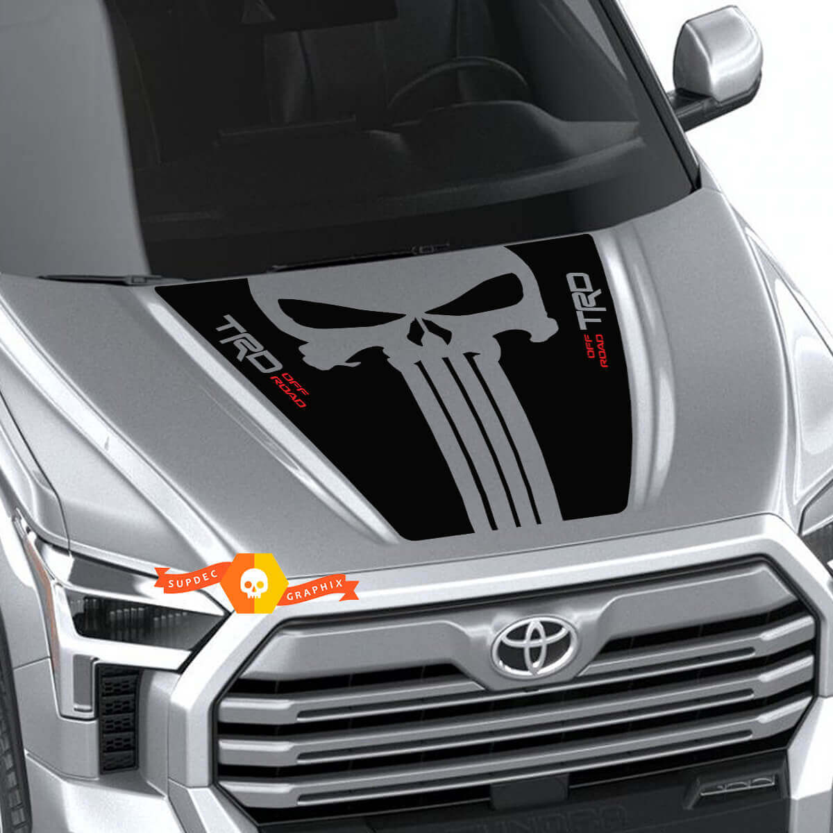 Autocollant en vinyle style TRD Punisher pour capot Toyota Tundra 2022