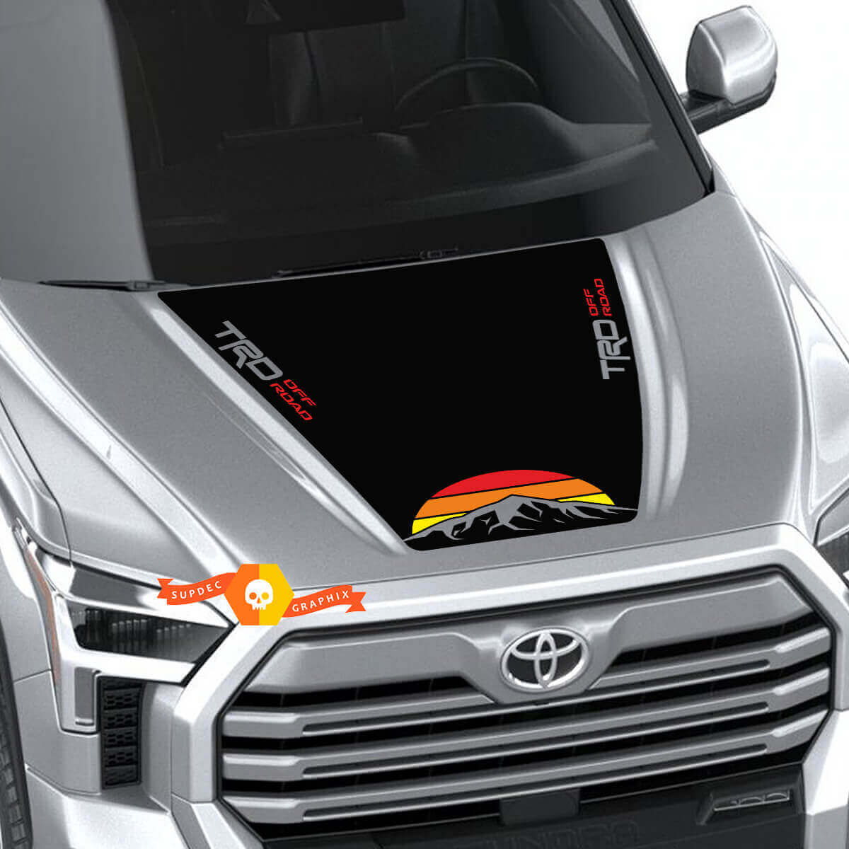 Autocollant vinyle TRD Vintage Sunset Mountain pour capot Toyota Tundra 2022