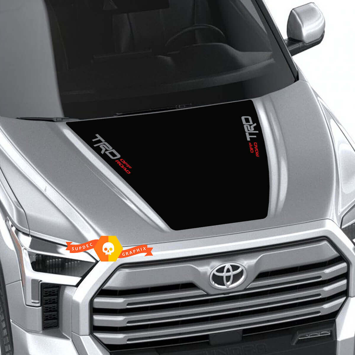 Autocollant en vinyle de capot noir style TRD pour Toyota Tundra 2022