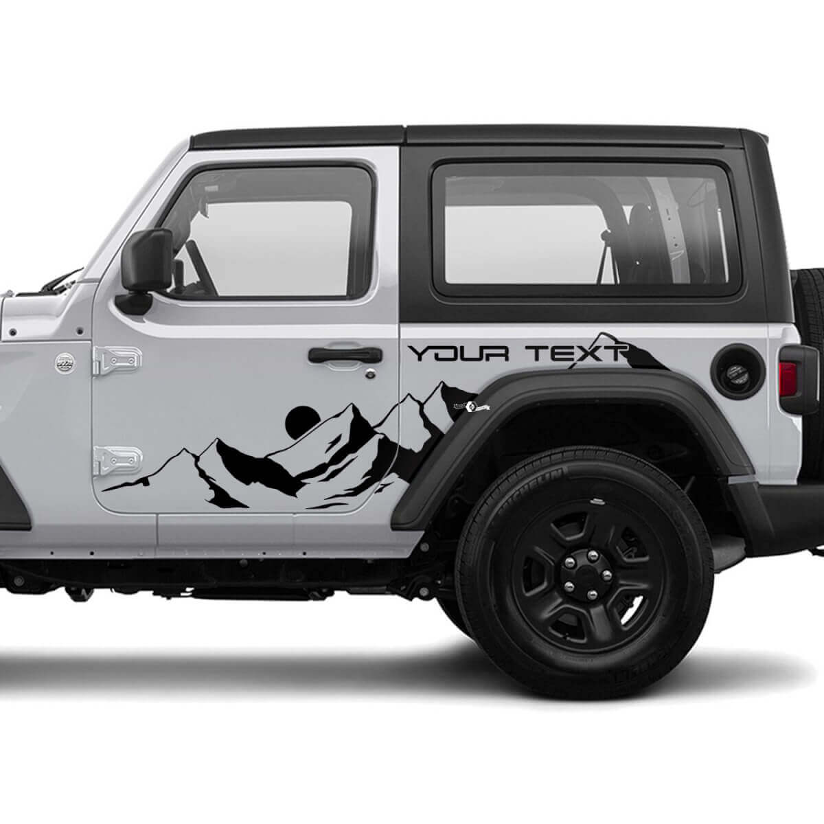2 Nouvel autocollant de décalque de porte JEEP Wrangler Lune Montagnes côté Graphiques Autocollant de décalque
