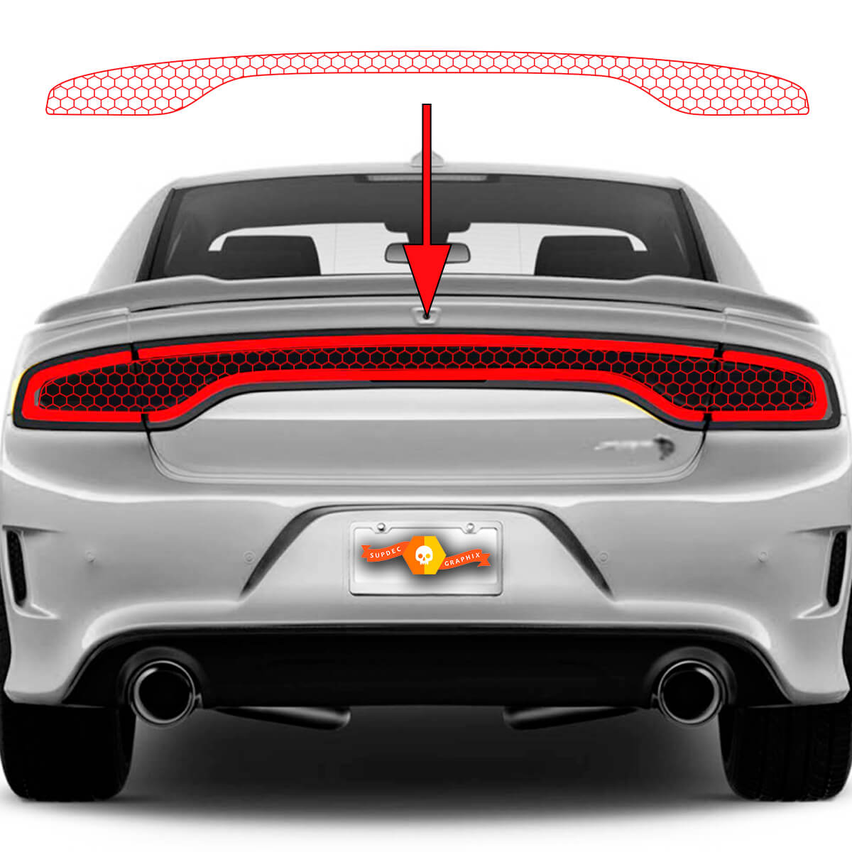 Dodge Charger SRT Hellcat Widebody Feu arrière Honeycomb Vinyl Decal Autocollant Graphique
