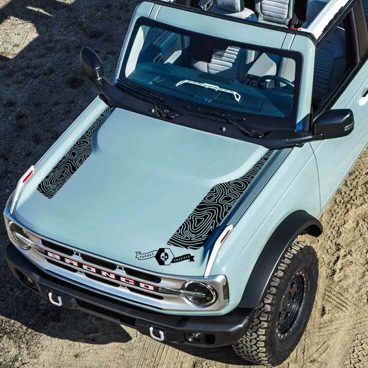 Nouveau kit autocollant en vinyle pour capot avec logo de la Musclecar horse 2021-2022 et carte topographique.
