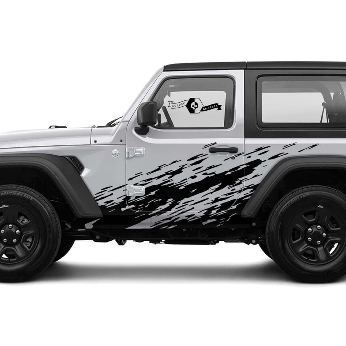 Kit de décalcomanies vinyl latérales anti-projection de boue pour Jeep Wrangler