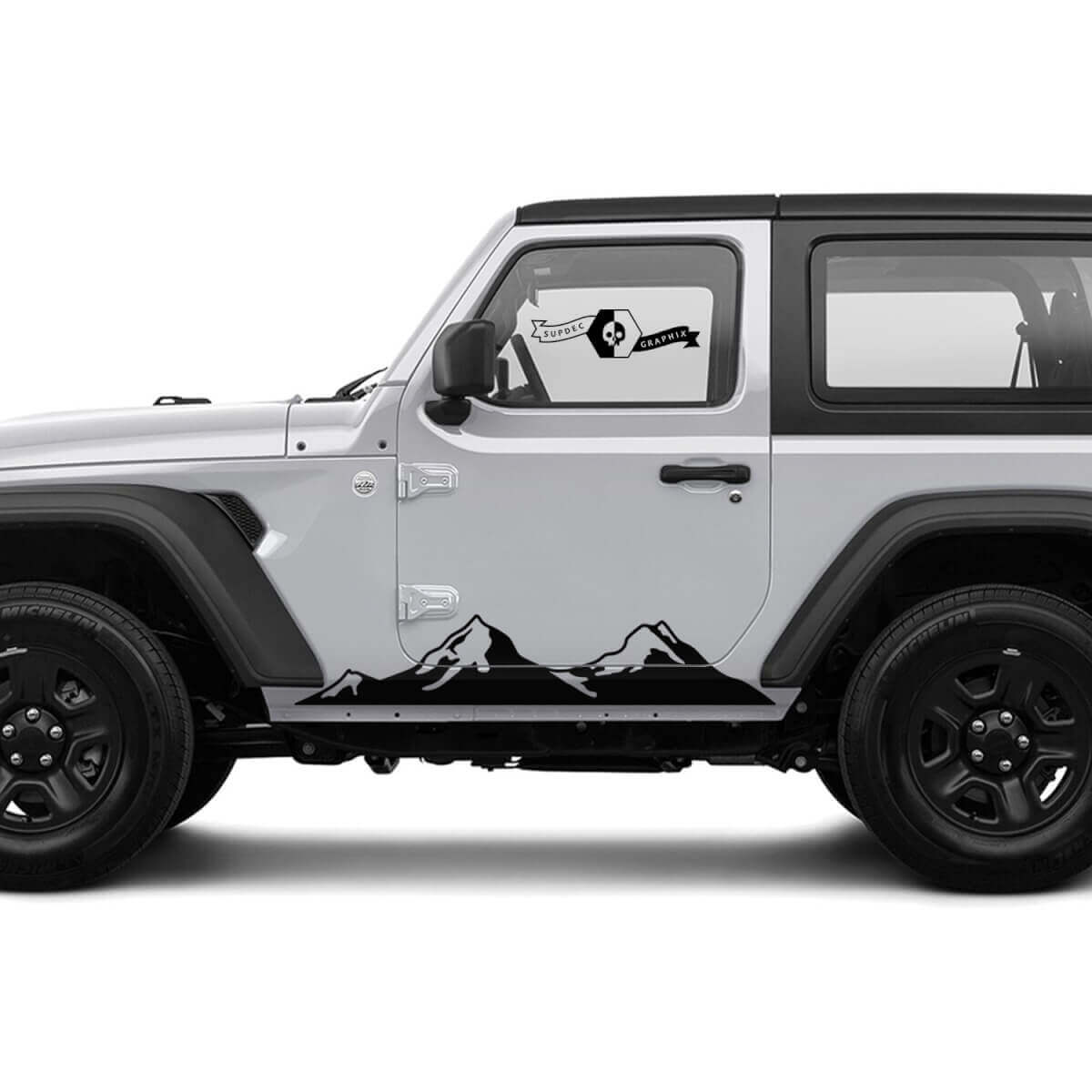 2 Nouvelles Autocollants de Décalque de Panneau de Marche JEEP Wrangler Montagnes Autocollants Latéraux Graphiques de Décalque
