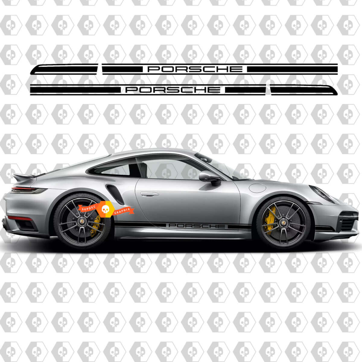 Kit de bandes latérales Porsche 911 718 Tycan Turbo Autocollant Décalcomanie
