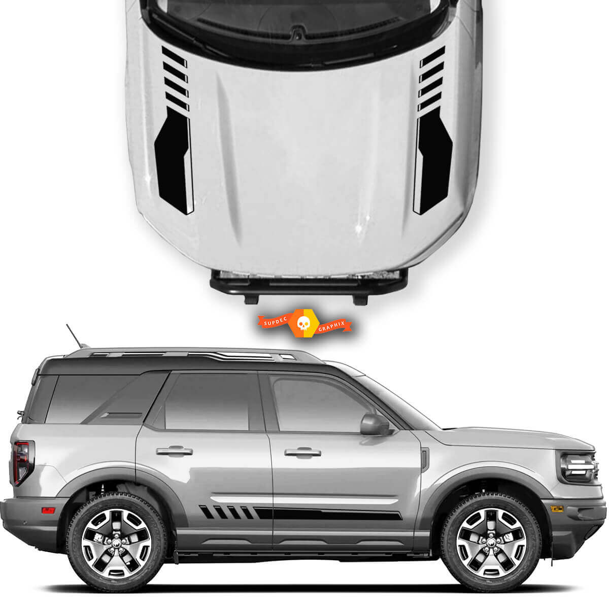 Kit d'autocollants en vinyle pour capot et bandes latérales Accent pour Musclecar horse 2021-2022