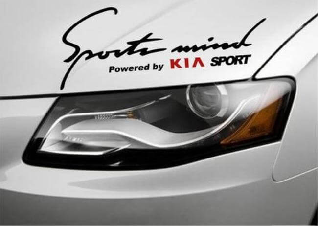 Set d'autocollants en vinyle pour capot Sports Mind Powered by Kia pour voitures Kia