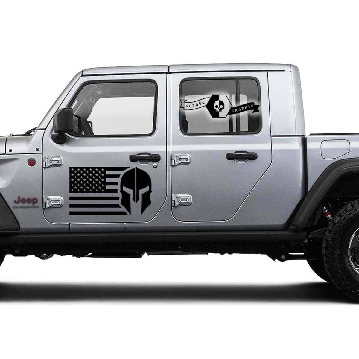 Paire Autocollant Vinyle Graphique Drapeau USA Porte Logo Gladiator pour Jeep Gladiator
