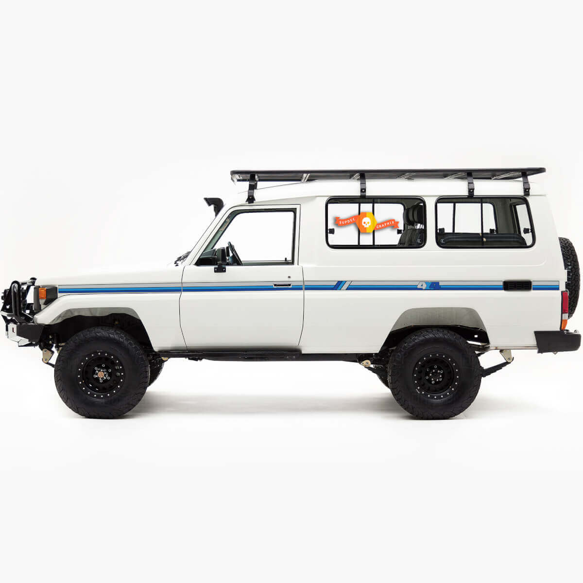 Toyota Landcruiser Troopy 4x4 Portes Rétro Old School Côté Rétro Vintage Graphiques Rayures
