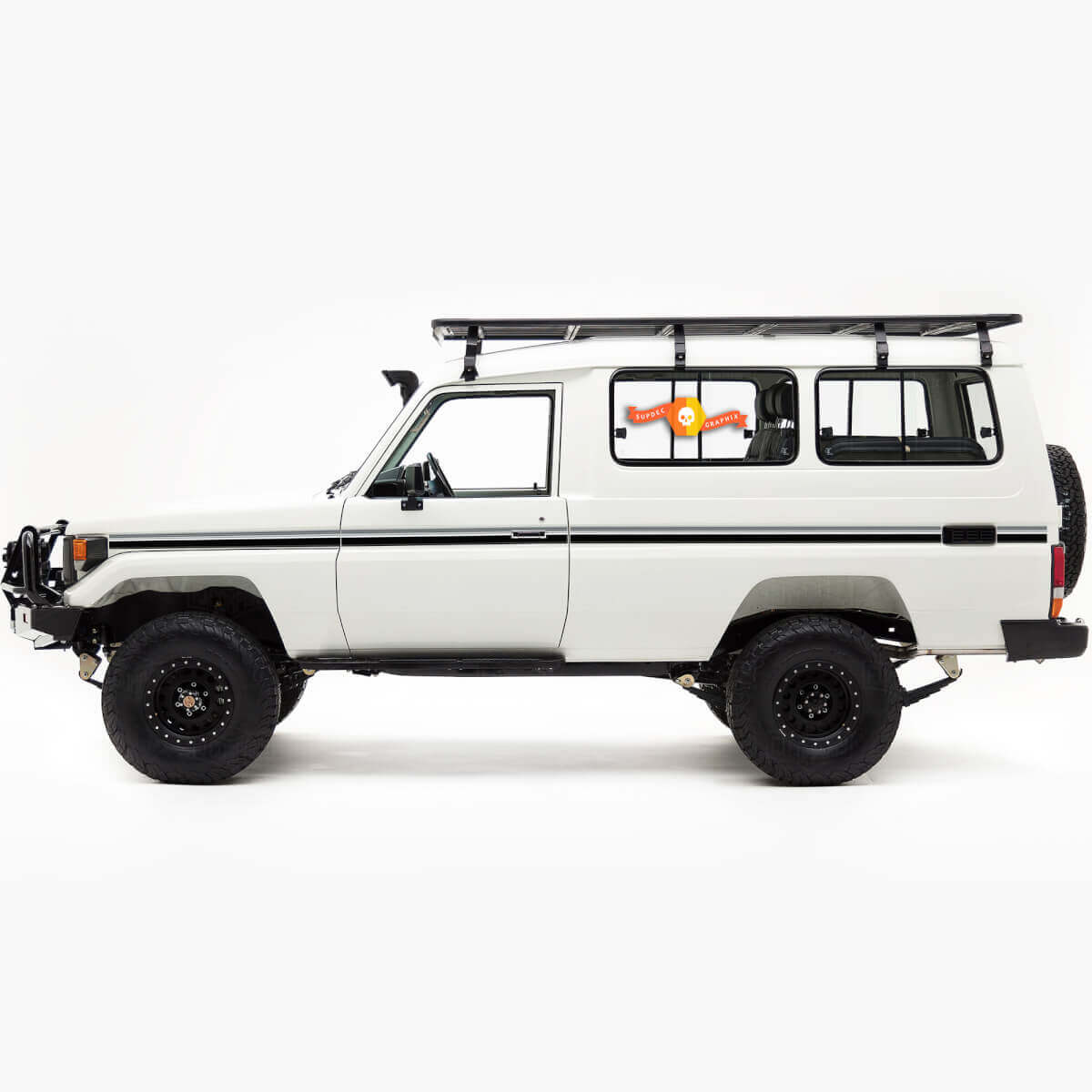 Kit d'autocollants vinyle à bandes latérales rétro pour Toyota Land Cruiser Troopy