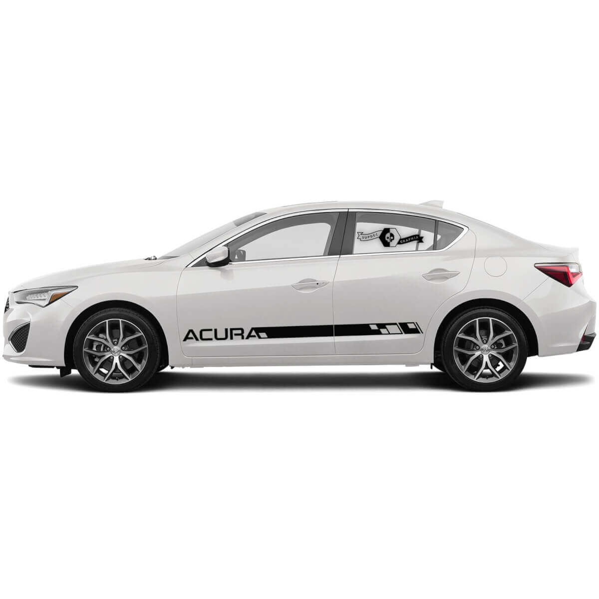 2X Graphique de portes de panneau latéral Rocker Acura ILX 2021 TLX Acura RLX Autocollant de décalcomanie de course de voiture

