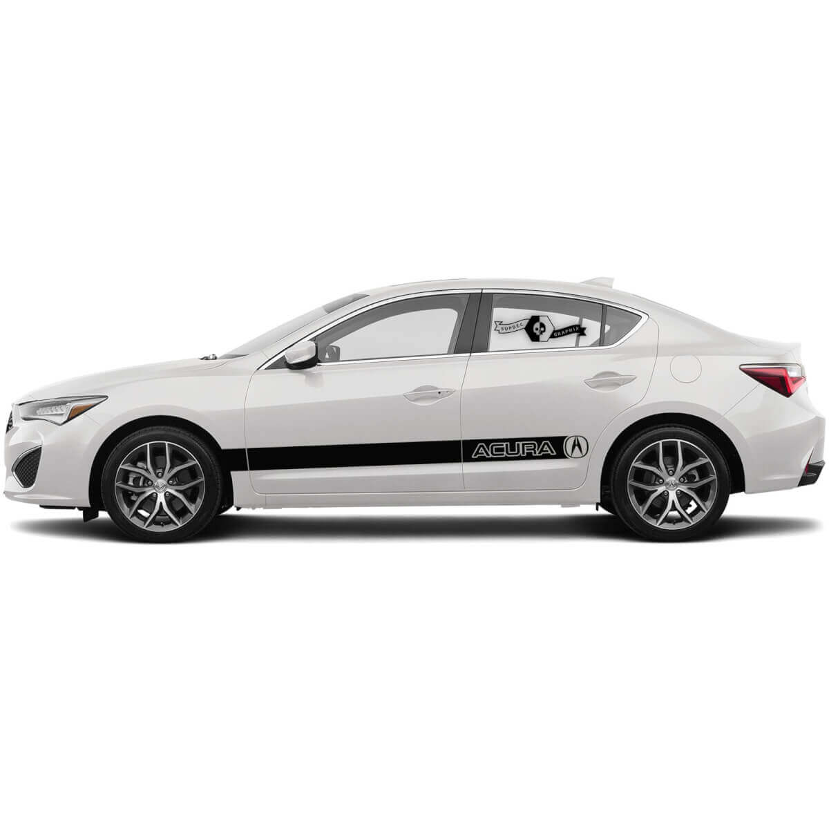 Paire de graphiques de panneaux latéraux de portes Acura ILX 2021 TLX Acura RLX Autocollant en vinyle pour course automobile
