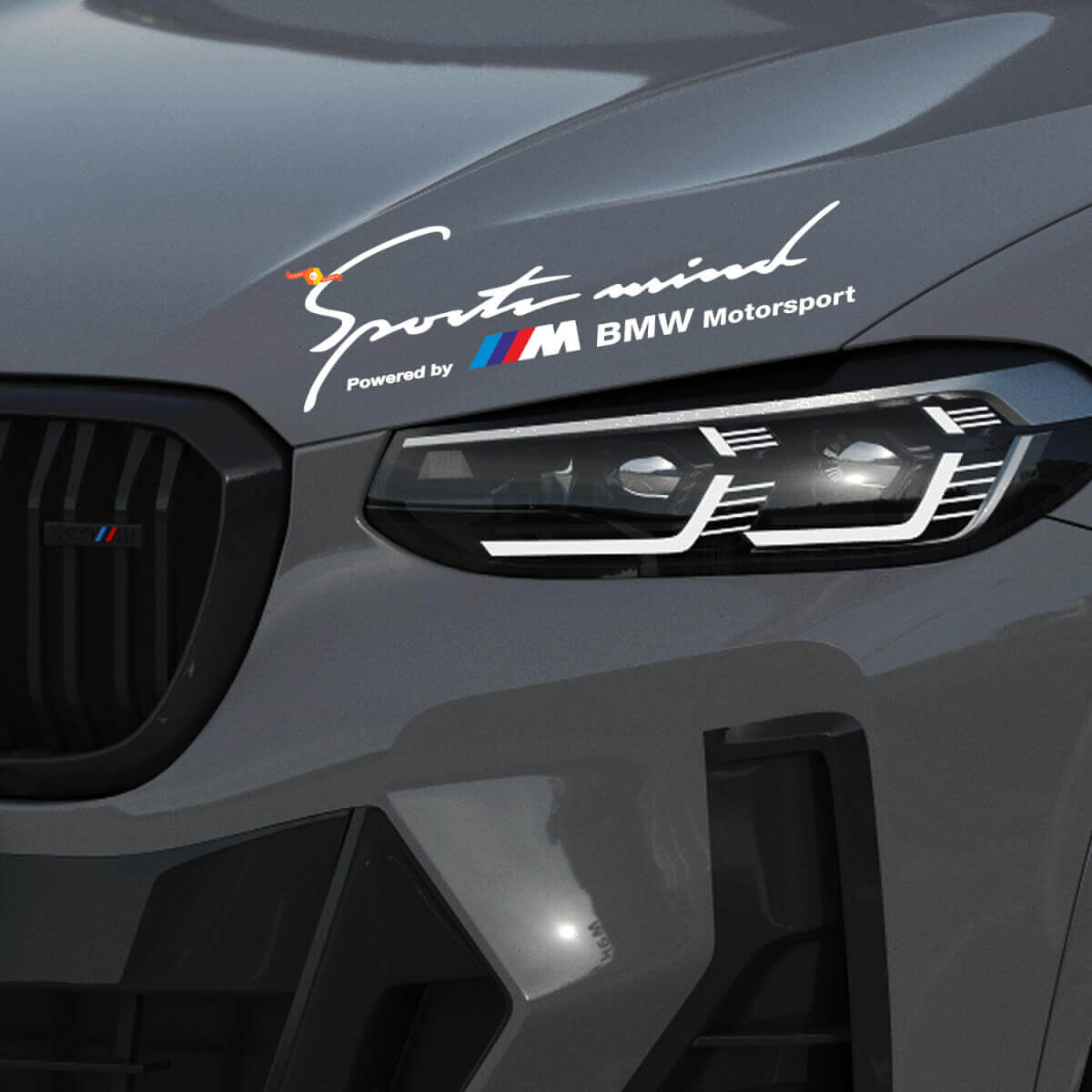 Ensemble d'autocollants en vinyle capot Sports Mind propulsé par M Motorsport pour BMW