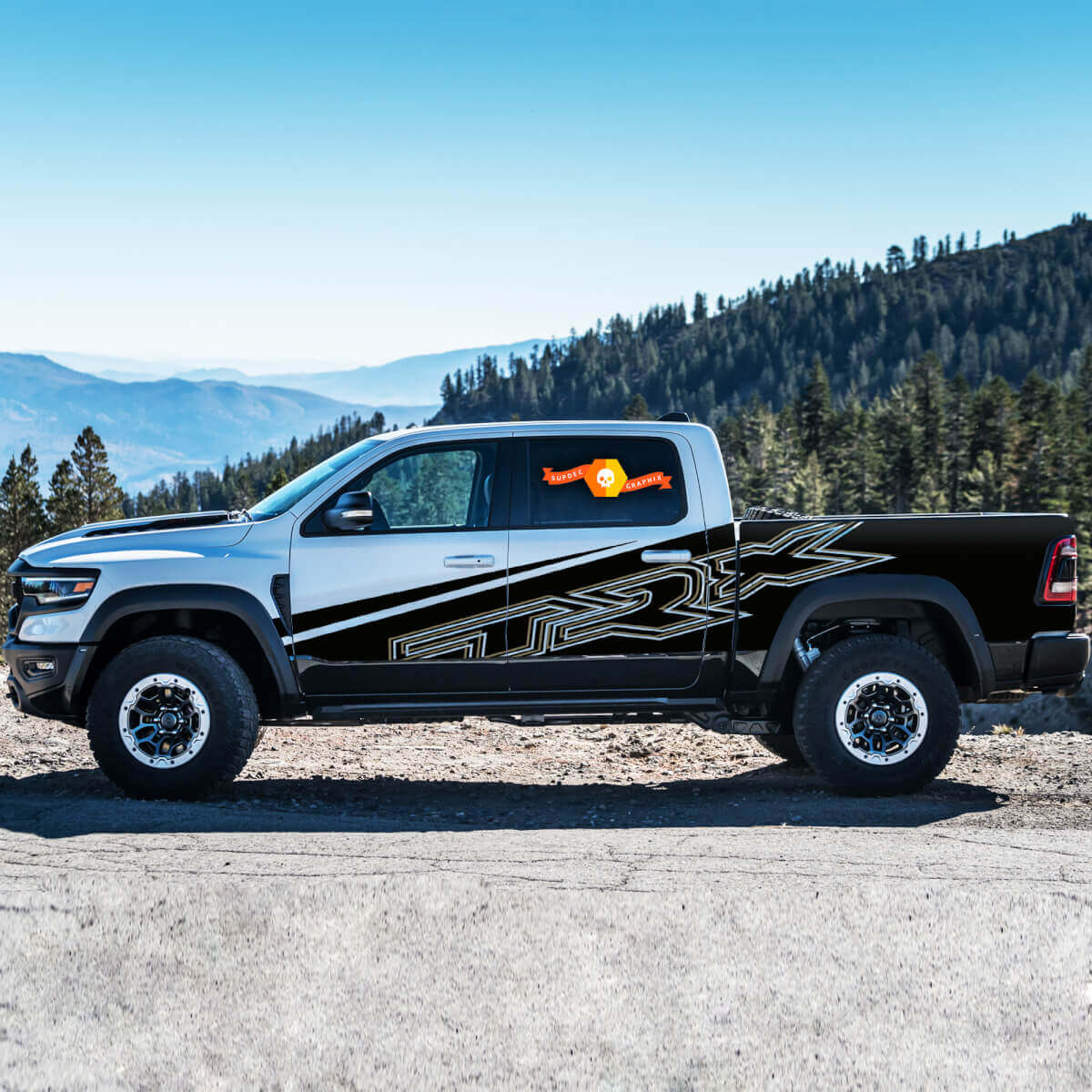 Ensemble d'autocollants latéraux en vinyle style TRX pour Dodge Ram 1500 Rebel/TRX