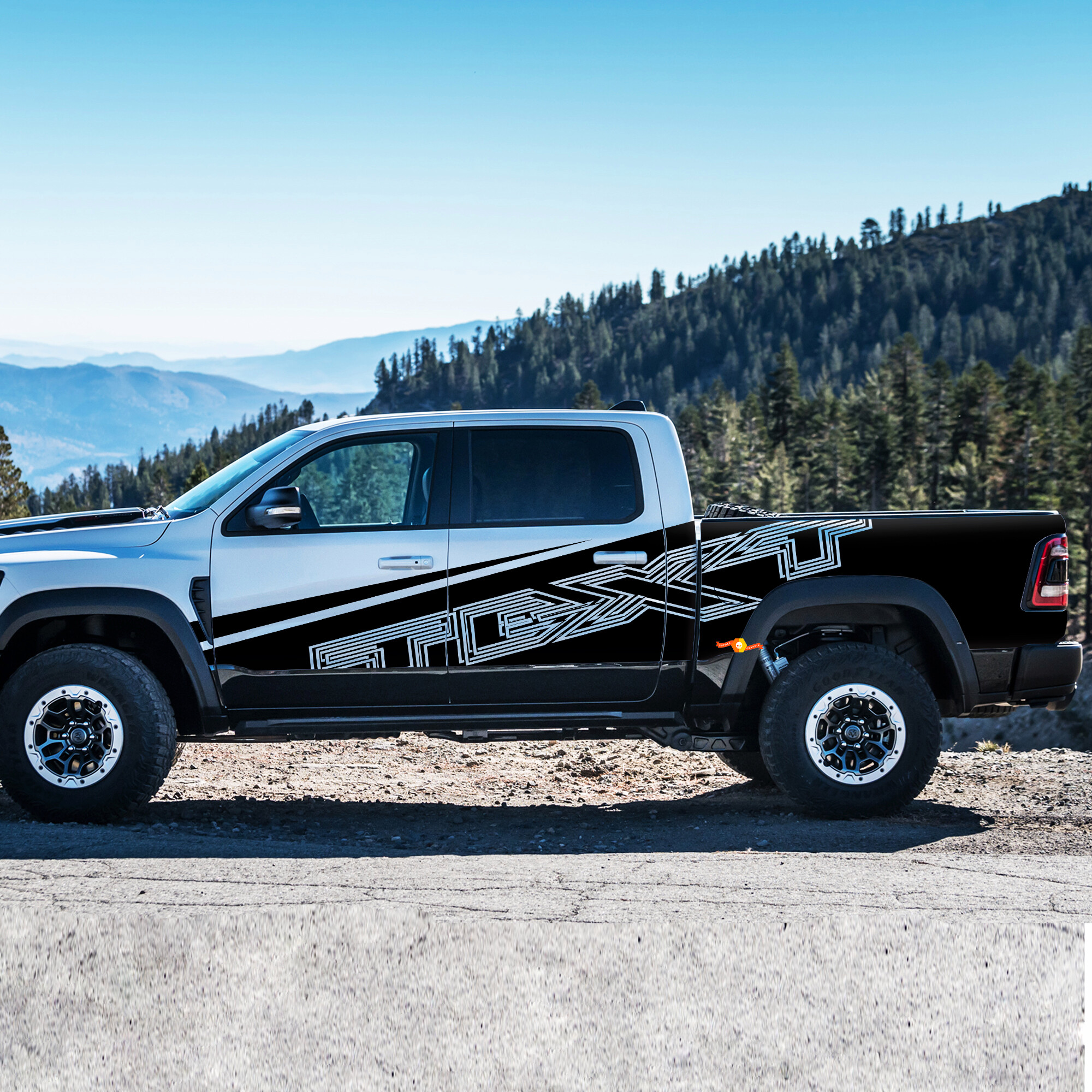 Kit d'autocollants vinyle côté texte personnalisé style contour pour Dodge Ram Rebel 1500 TRX