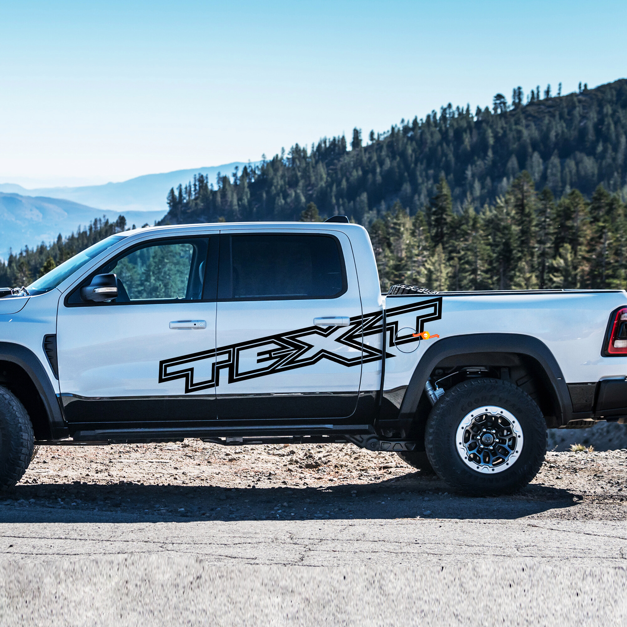 Autocollant latéral en vinyle avec lettrage personnalisé en contour pour Dodge Ram 1500 Rebel TRX