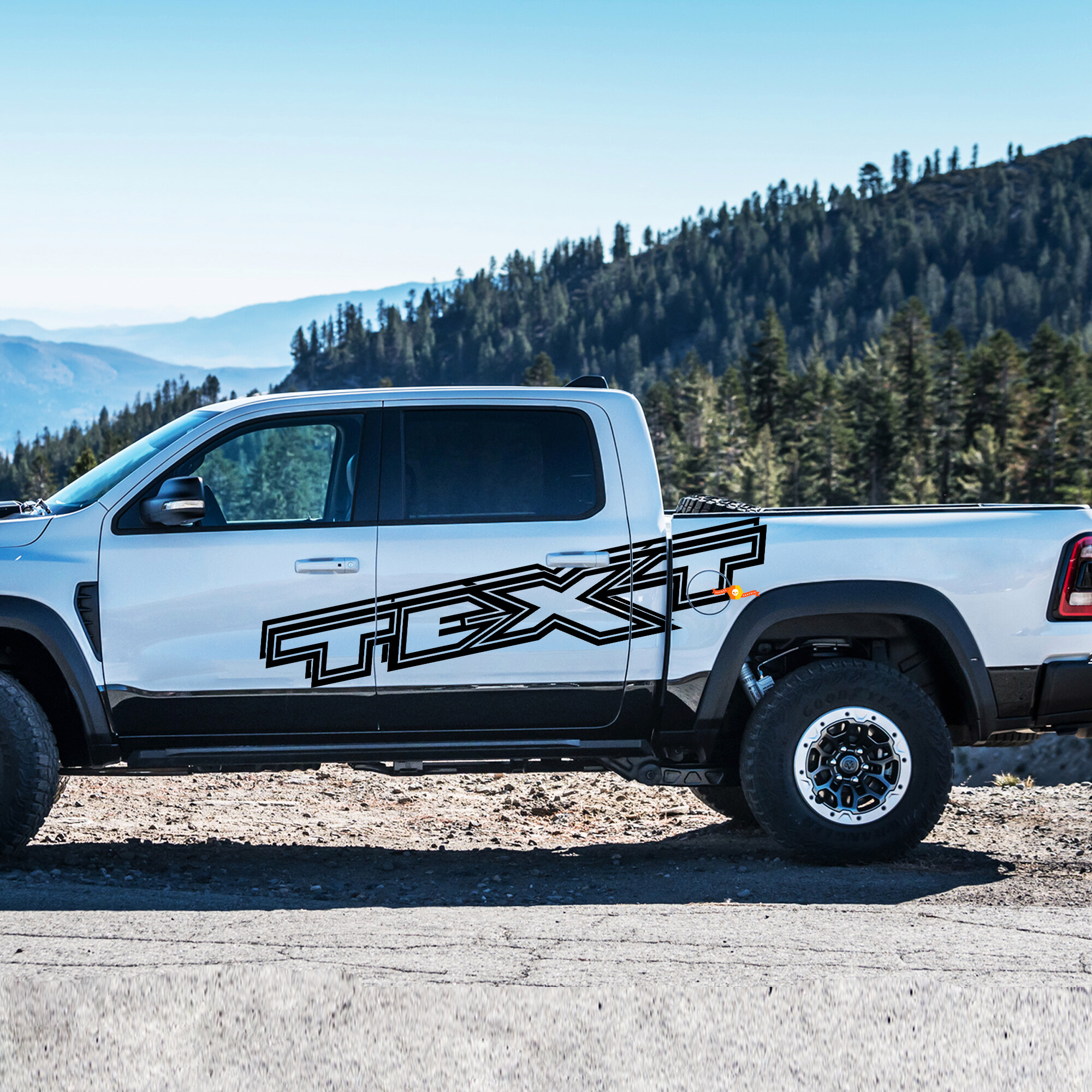 Kit de décalcomanie latérale en vinyle avec contour de texte personnalisé pour Dodge Ram 1500 Rebel TRX