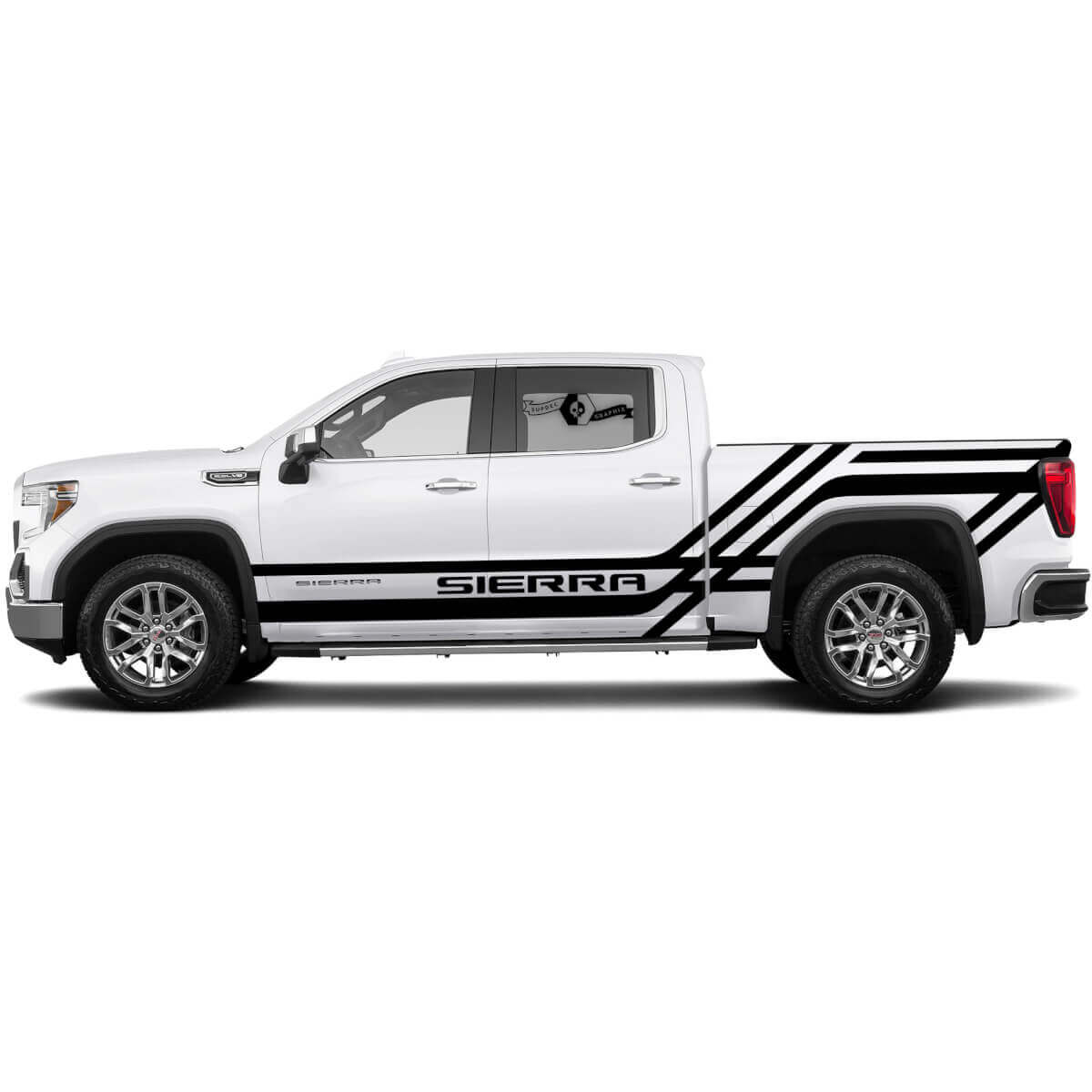 2x Bandes latérales autocollantes pour GMC Sierra 1500 Rocker Panel Bed Side SPLASH Vinyle Stickers Décalcomanies Kit graphique
