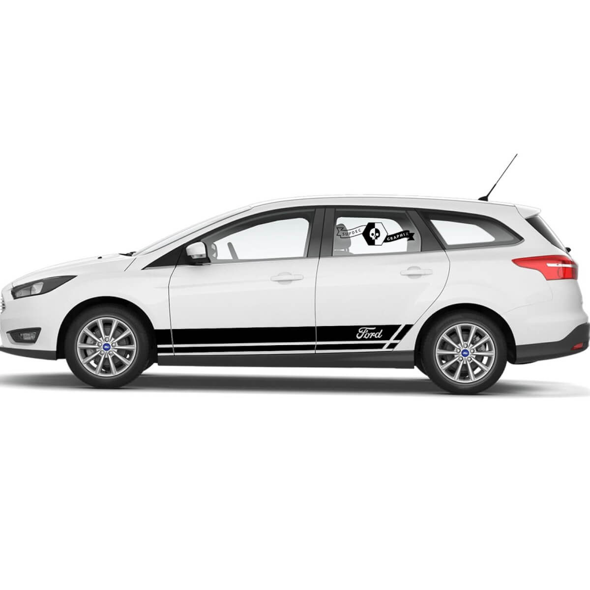 2x Nouveau Ford Focus Side Rocker Panneer Stripes Stripes décalcomanies graphiques Kit graphique Kit graphique