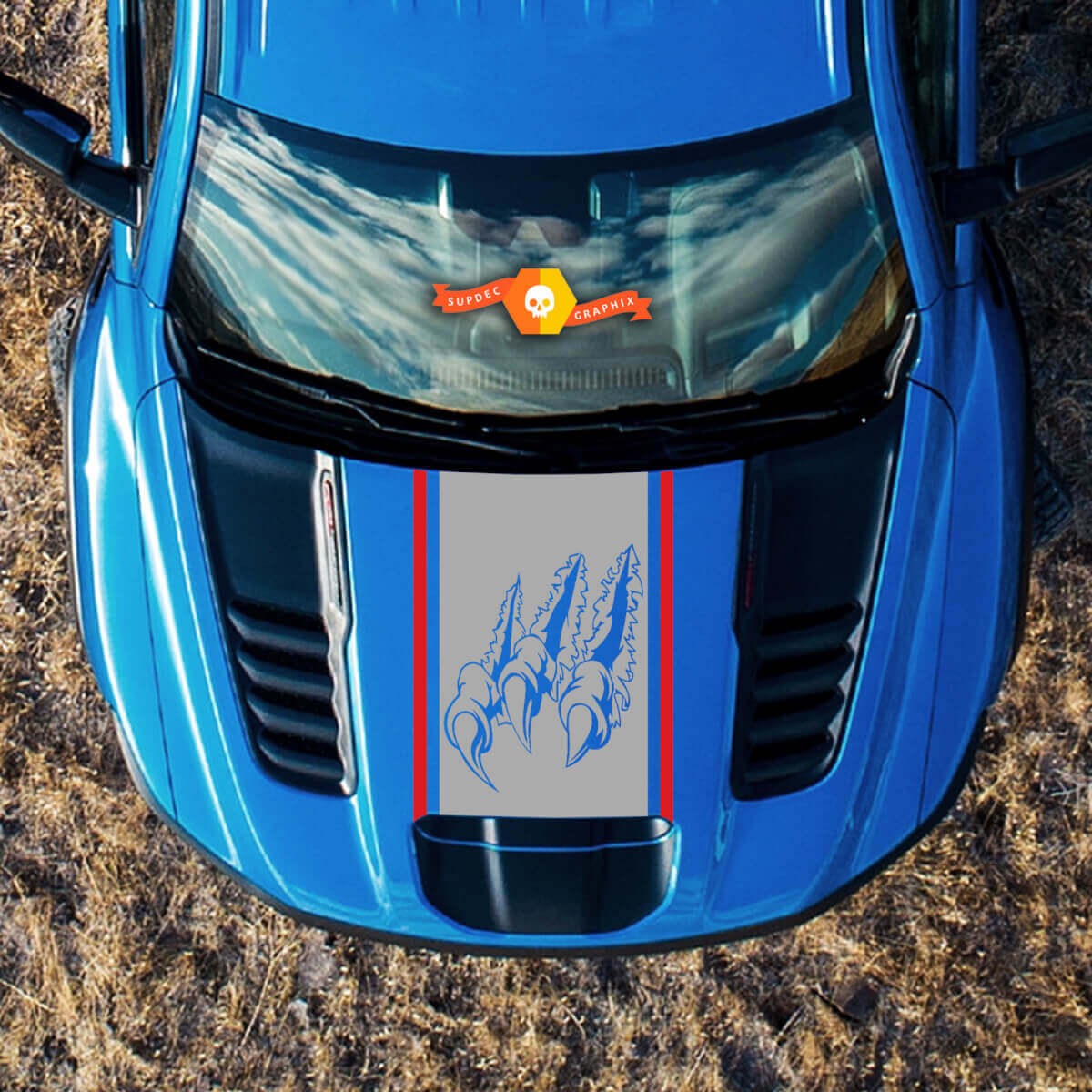 Nouvelles griffes de rayure Capot Musclecar truck power truck 2022 2 couleurs Autocollant graphique de lit latéral
