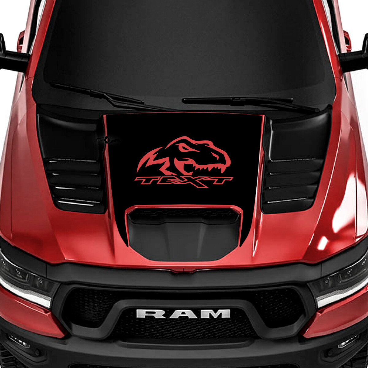 Autocollant en vinyle pour capot avec texte personnalisé et T-Rex pour Dodge Ram Rebel 1500 TRX