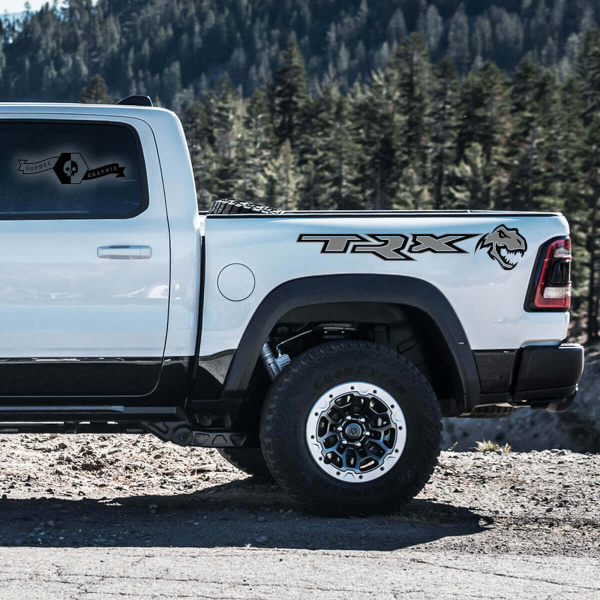 Paire d'autocollants en vinyle pour les côtés de la caisse TRX pour Ram 1500 Rebel TRX