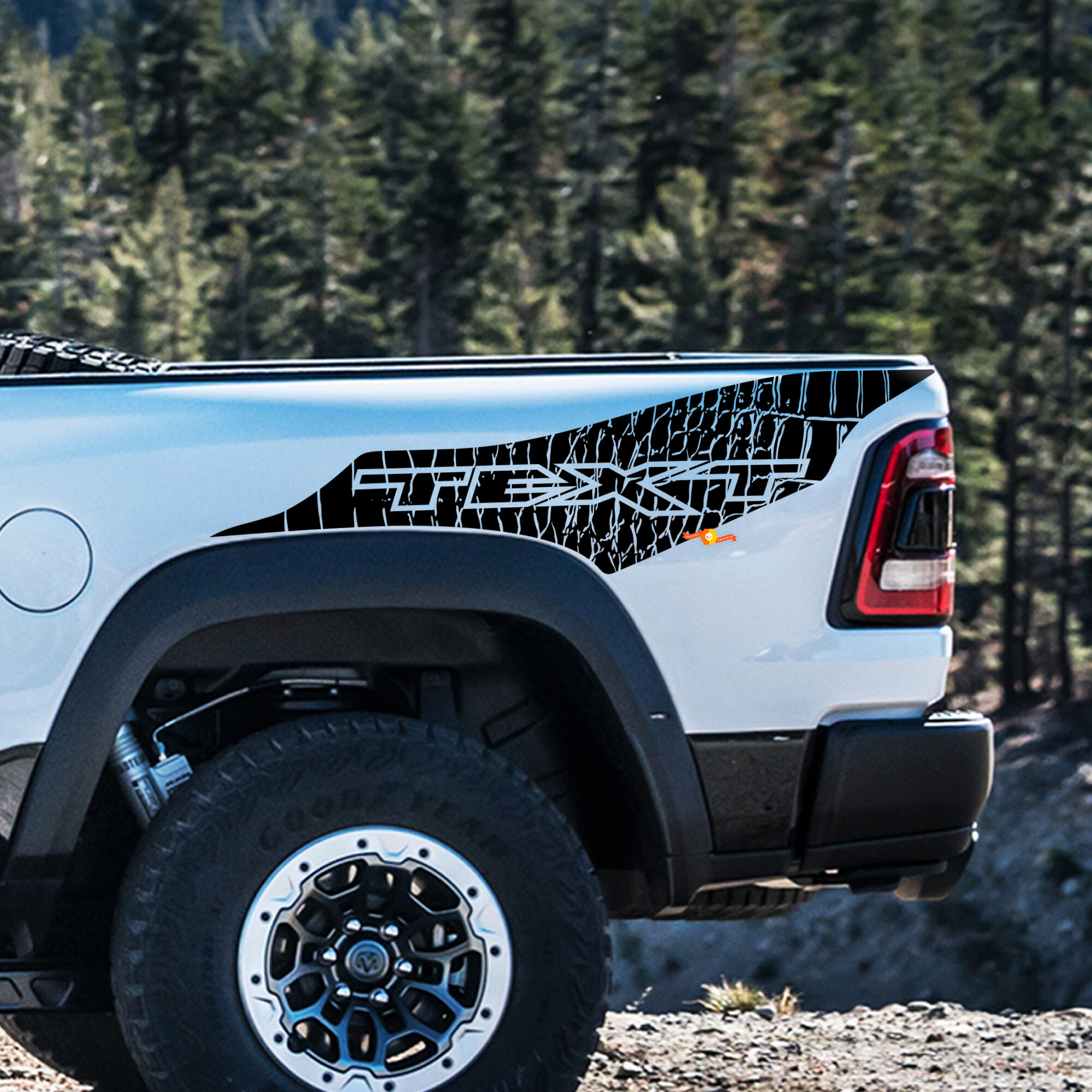 Kit d'autocollants en vinyle texte personnalisé Peau de dinosaure pour Dodge Ram Rebel 1500 TRX