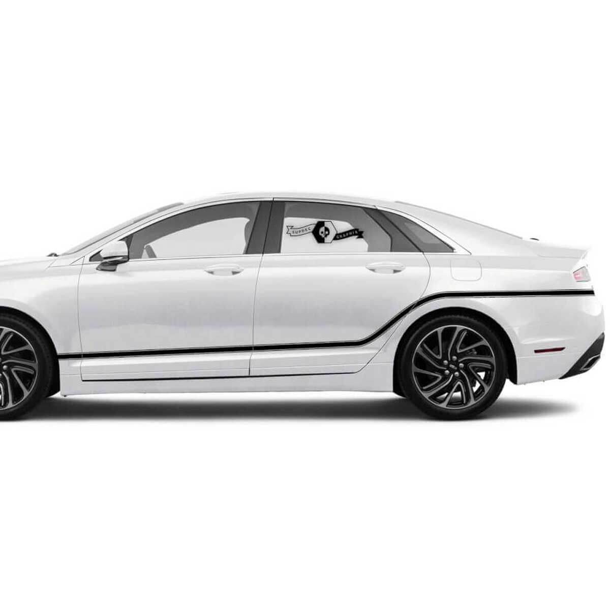 Kit d'autocollants en vinyle à bandes latérales courbées pour Lincoln MKZ 2020
