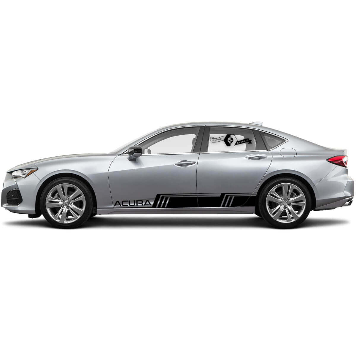 2x Portes latérales Acura 2021 TLX Graphiques de logo multicolores Acura TLX Autocollant en vinyle pour voiture de course
