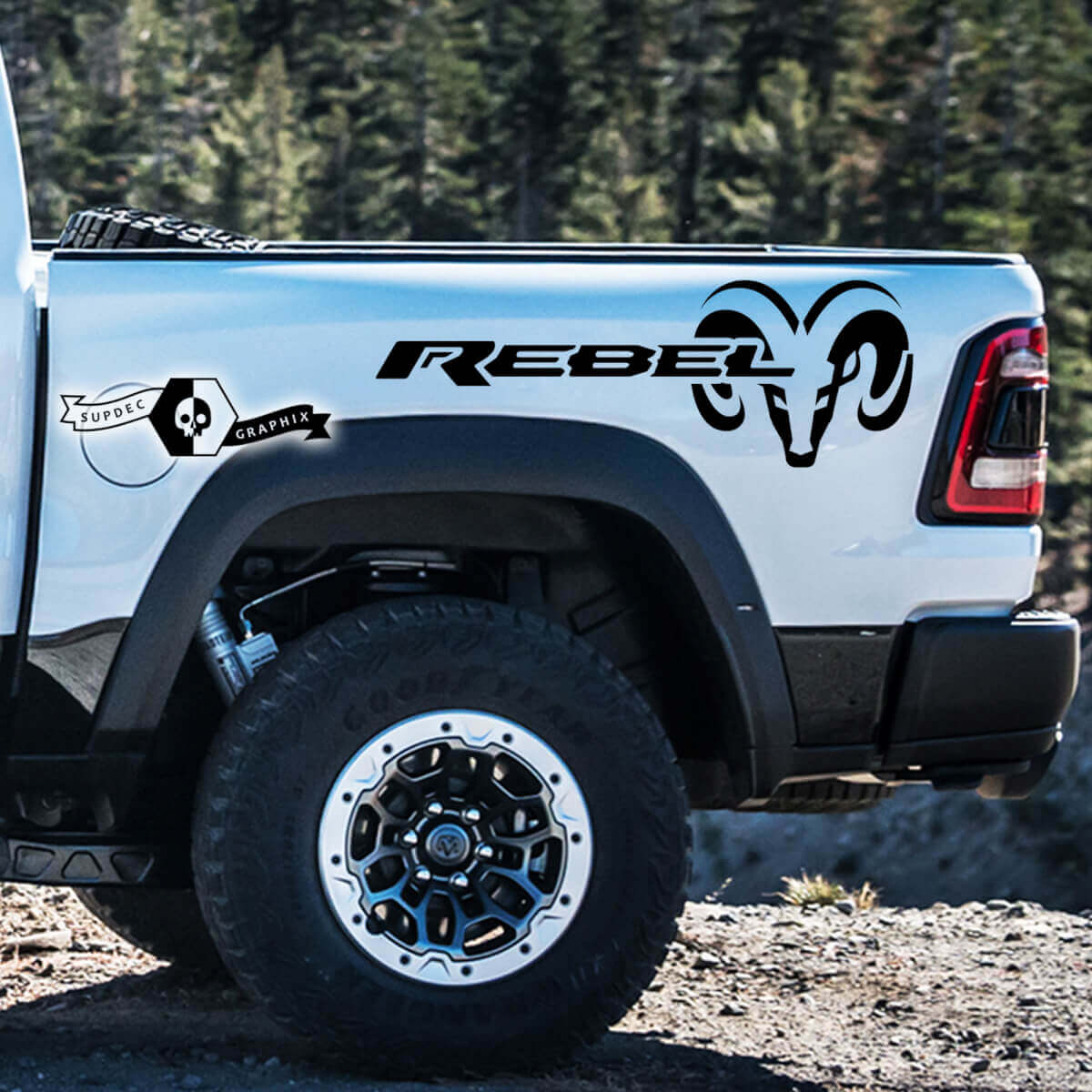 Autocollants latéraux en vinyle style TRX Rebel pour Dodge Ram 1500