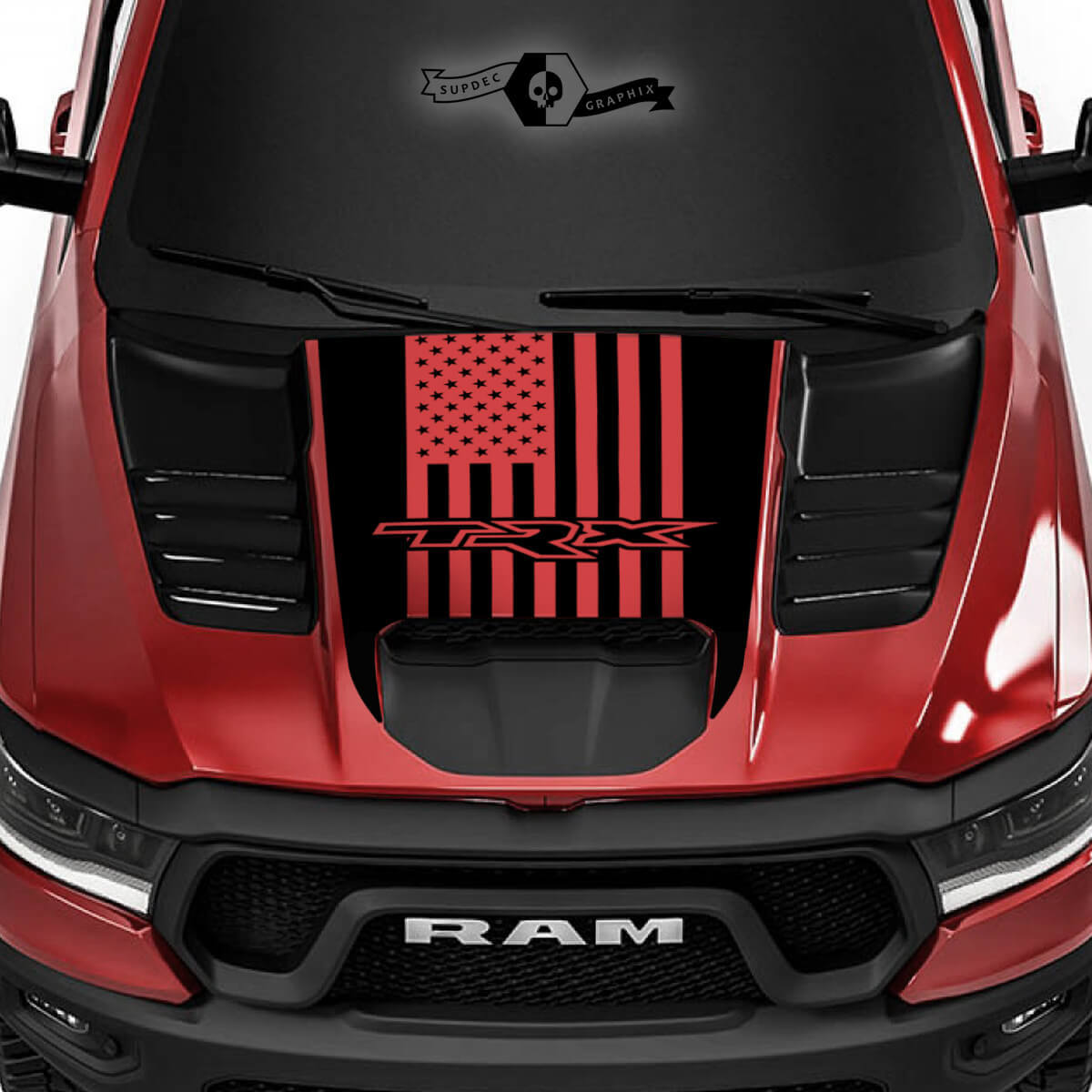 Décalque Vinyle Capot Flag USA TRX pour Dodge Ram Rebel 1500 TRX