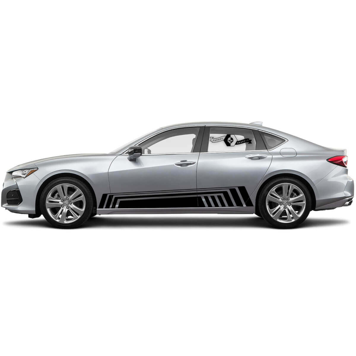 Paire de portes latérales Acura TLX 2021 de couleur quelconque Rocker Panel Autocollant vinyle de course pour voiture Acura TLX
