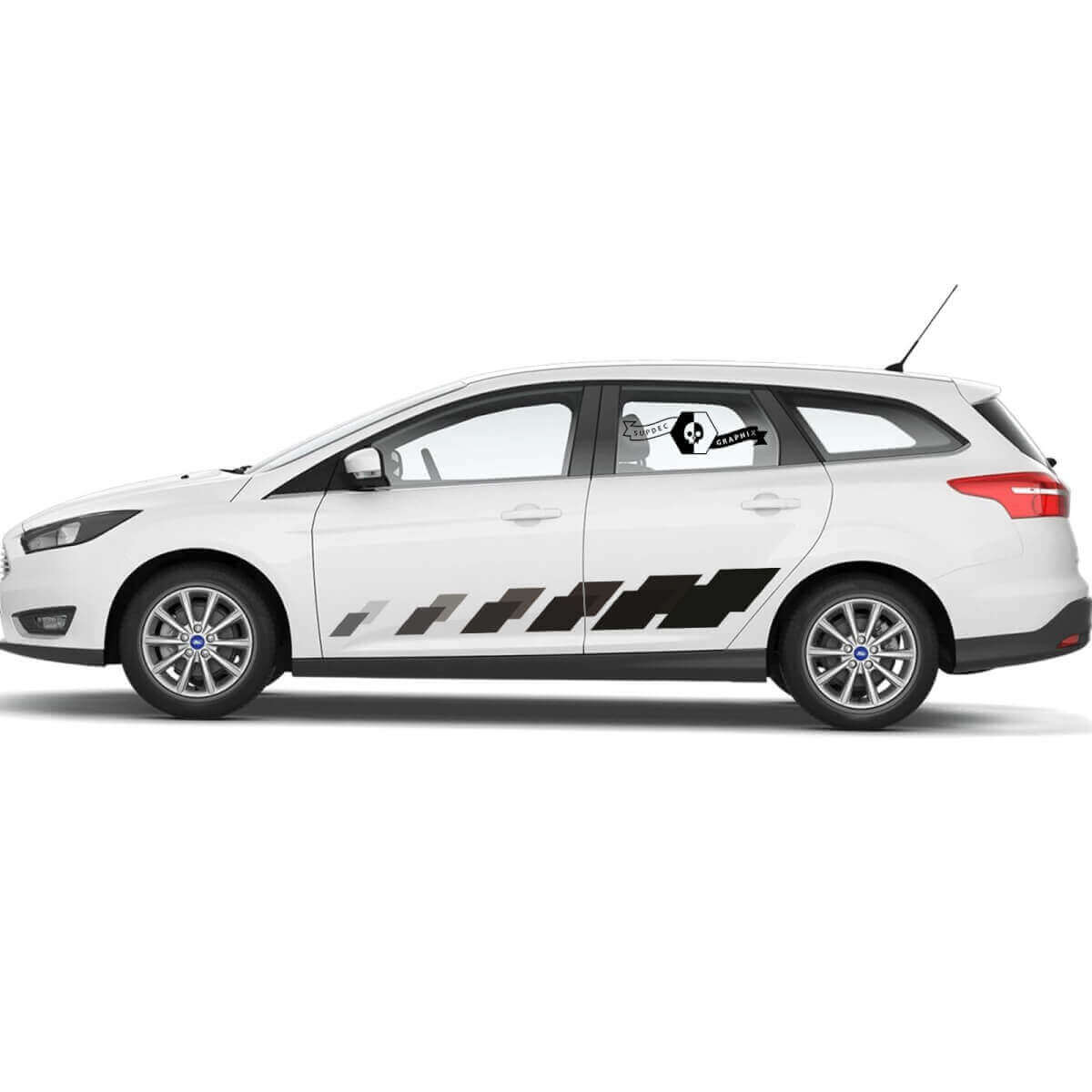 Autocollant Vinyle Rayures Damier de Course Pour Portes Latérales Ford Focus 2021+